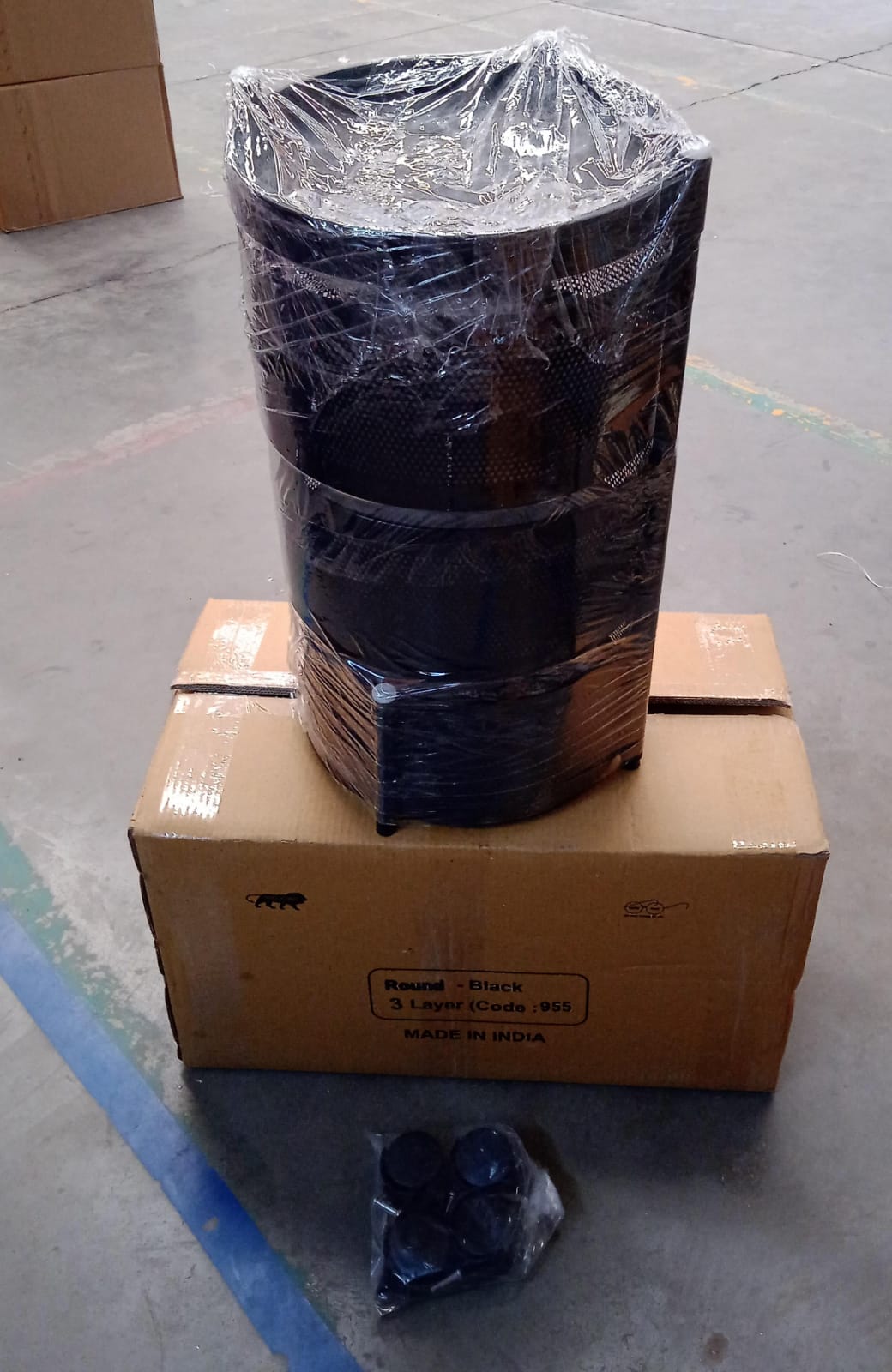 Metal Round High Quality Kitchen Trolley With Wheels (3 Layer 1 Pc)