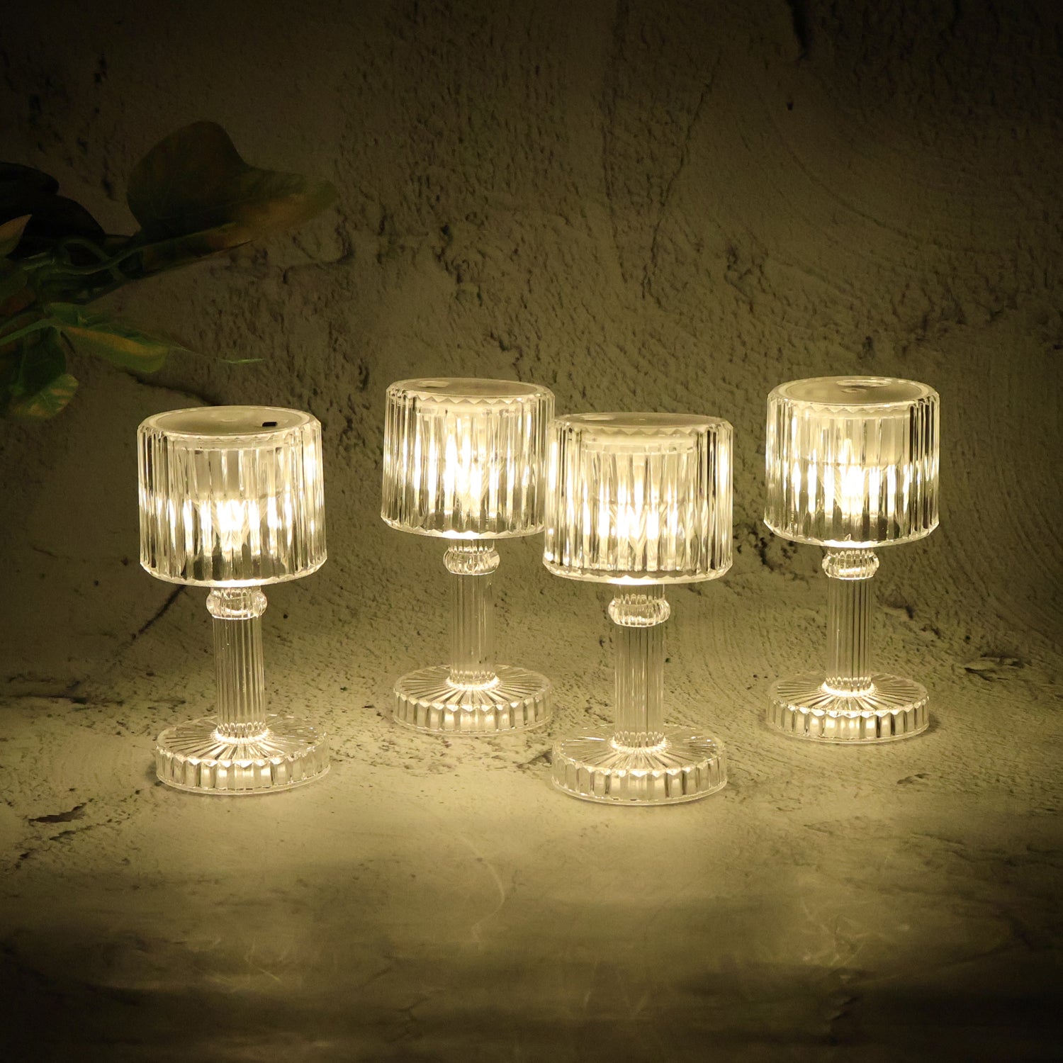 Set Of 4 Led Crystal-effect Table Lamps