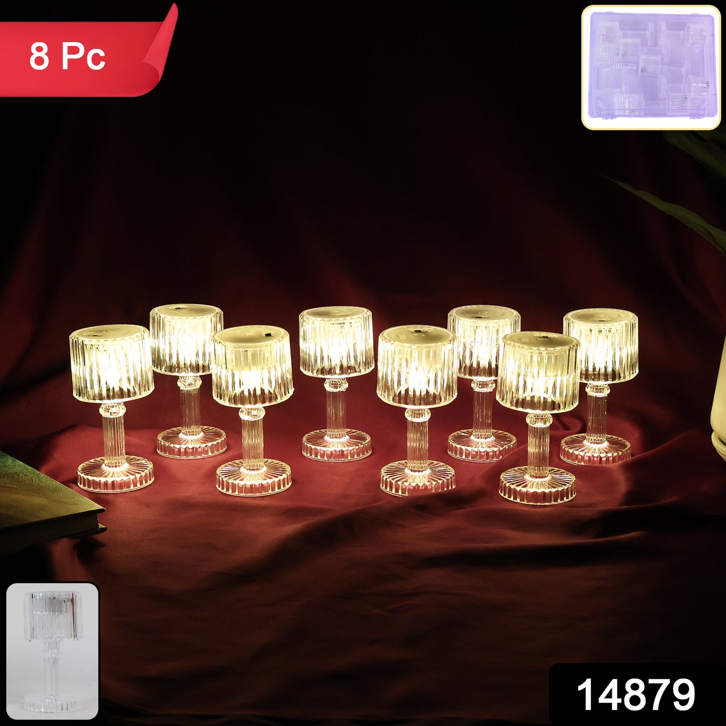 Set Of 8 Led Crystal-effect Table Lamps