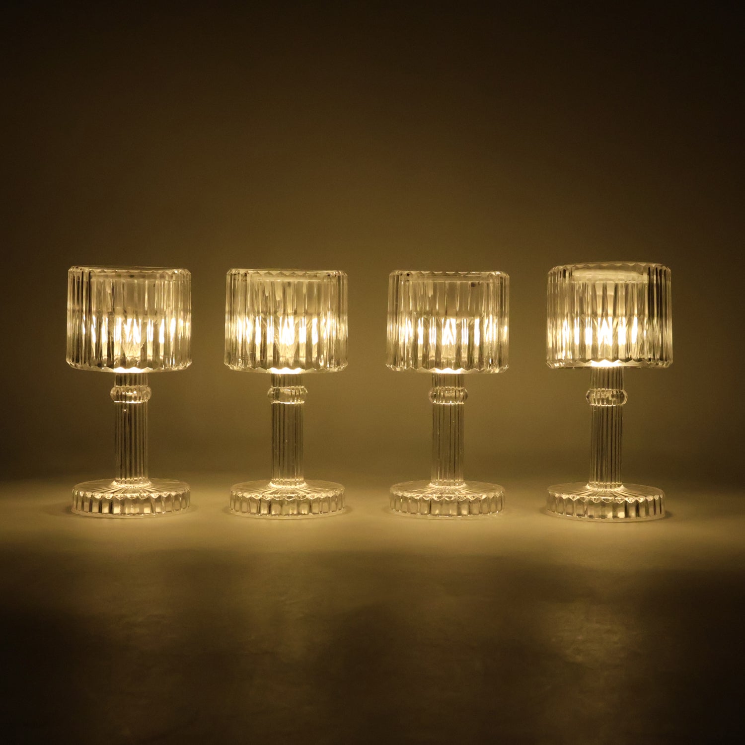 Set Of 4 Led Crystal-effect Table Lamps