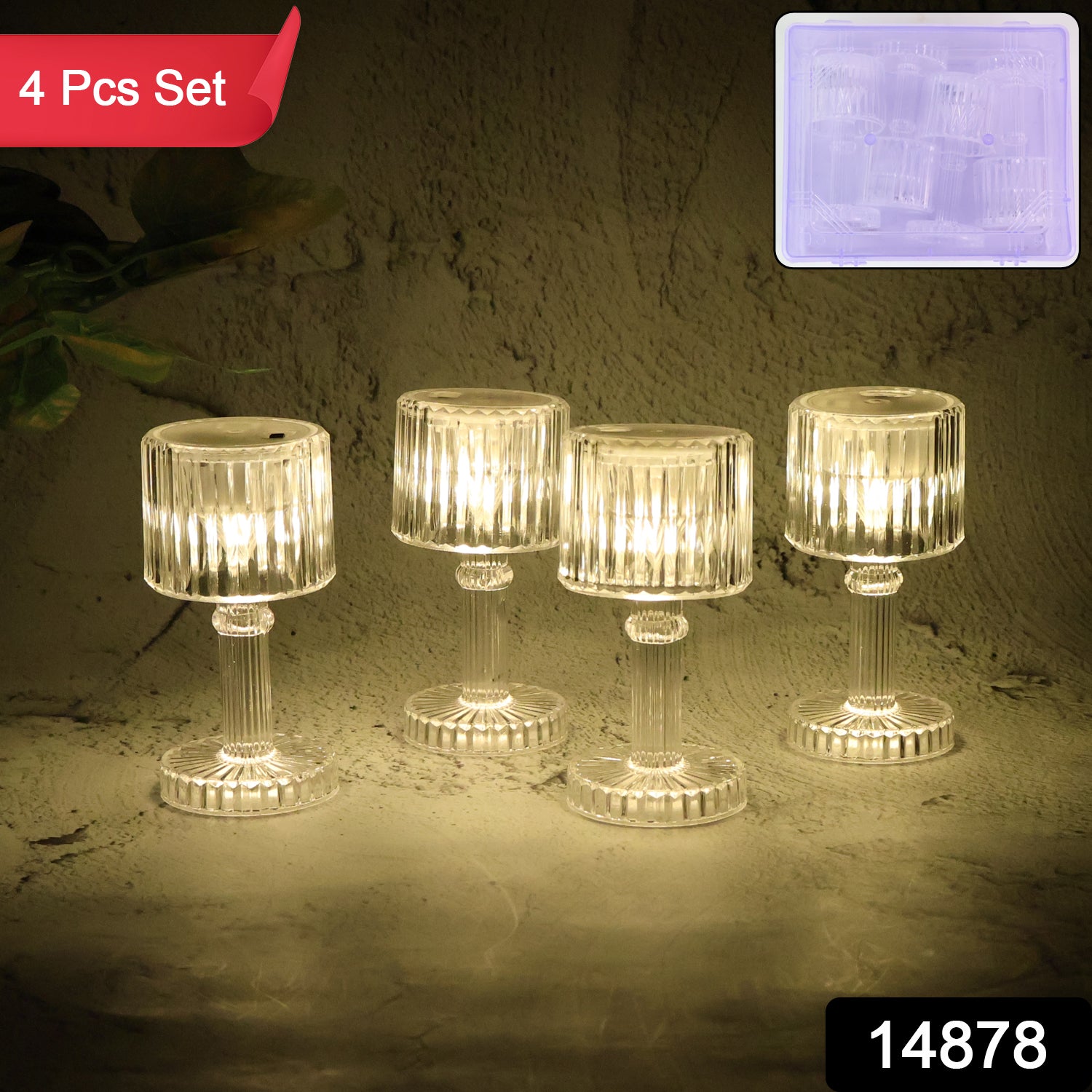 Set Of 4 Led Crystal-effect Table Lamps